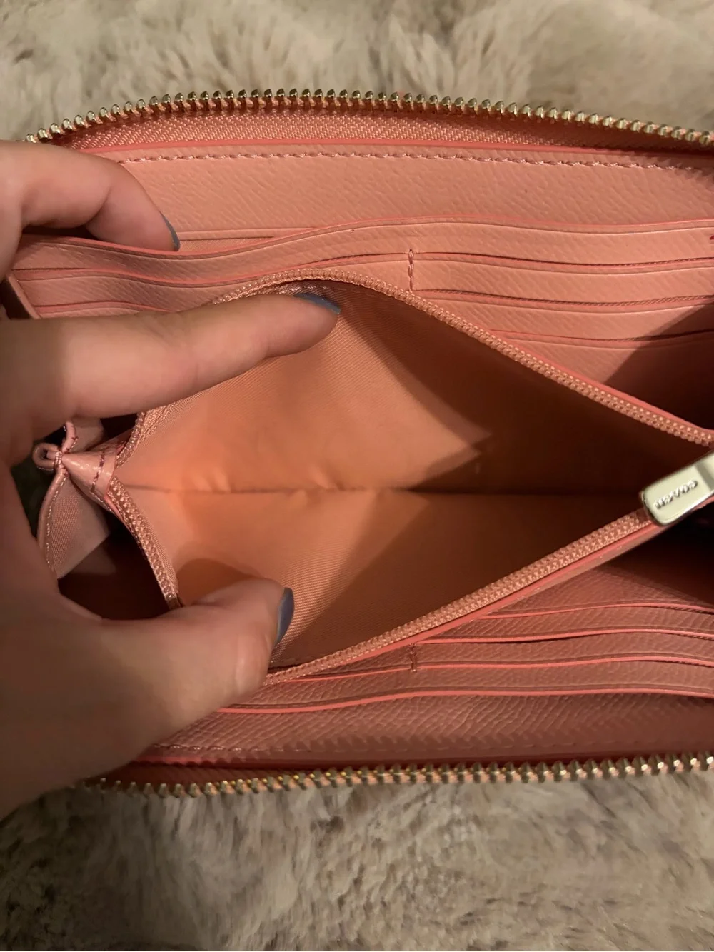 COACH Pink Pebbled Leather Wallet